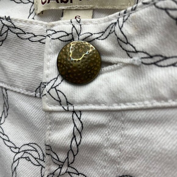 CAbi #761 Nautical Rope Print Bootlet Denim Cropped Pants Size 6 - Picture 6 of 12